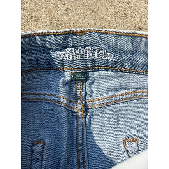 Wild Fable Skirt Women Size 0 Medium Wash Distressed Denim Mini Raw Hem Grunge - Picture 4 of 5